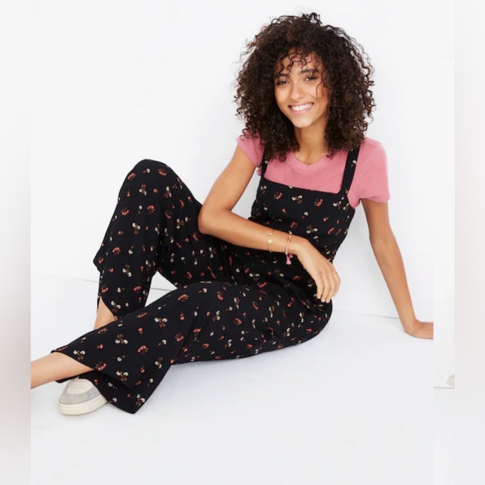 Madewell Smocked Crop Jumpsuit in Flower Toss size 14